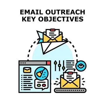 Email outreach key objectives digital marketing strategy Stock Illustration