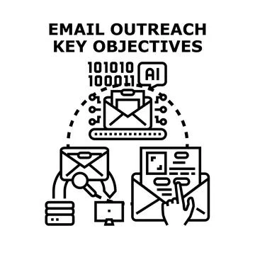 Email outreach key objectives digital marketing strategy Stock Illustration