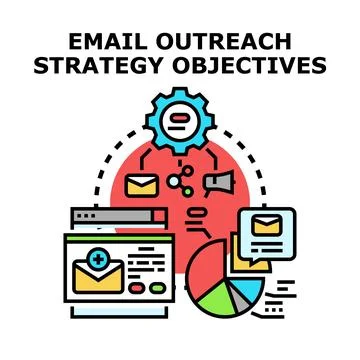 Email outreach strategy objectives concept marketing business Stock Illustration