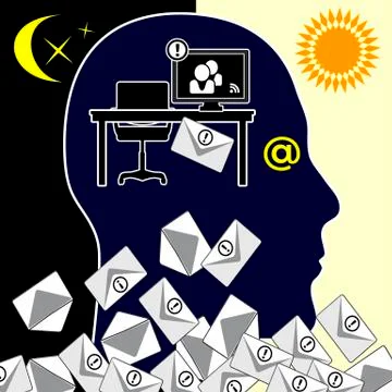 Email overload and insomnia Stock Illustration