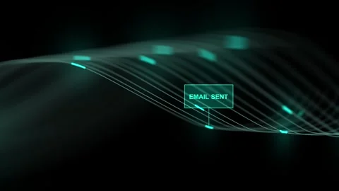 Email Packets Transfer over CyberScape Stock Footage 309106913