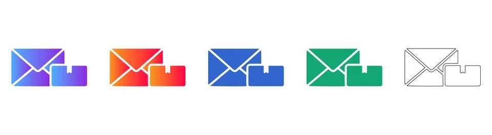 Email Parcel Package Icons Illustrazione stock