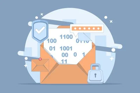 Email password encryption message concept, secure chat and secret message. Stock Illustration