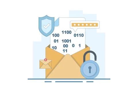 Email password encryption message concept, secure chat and secret message. Stock Illustration