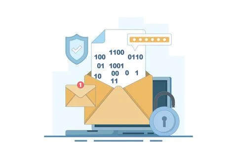 Email password encryption message concept, secure chat and secret message. Stock Illustration