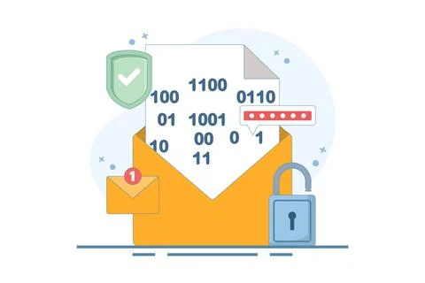 Email password encryption message concept, secure chat and secret message. Stock Illustration