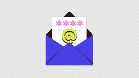 Email password security floating 2D cartoon object animation Stock Footage 330102857