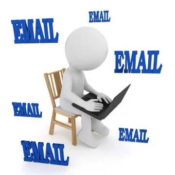 Email - People playing computer. 3D rendering 스톡 일러스트
