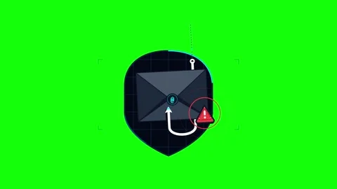 Email phishing attack alert animation: cybersecurity threat on green screen.. 库存影片 344857771