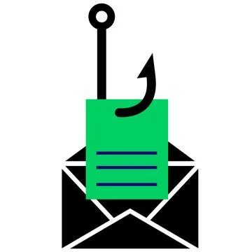 Email phishing icon. Hacker attacking computer sign. Online mail hacking Stockillustratie