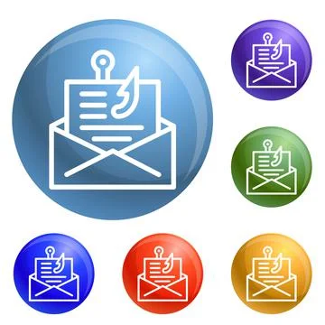 Email phishing icons set vector Stock Illustration