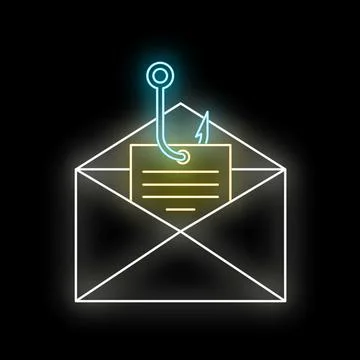 Email phishing scam malware concept with glowing hook 스톡 일러스트