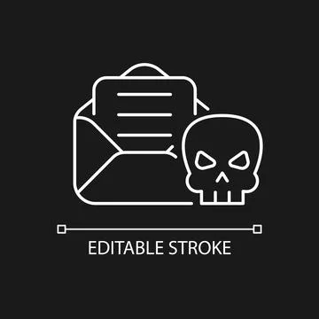 Email phishing white linear icon for dark theme Stock Illustration
