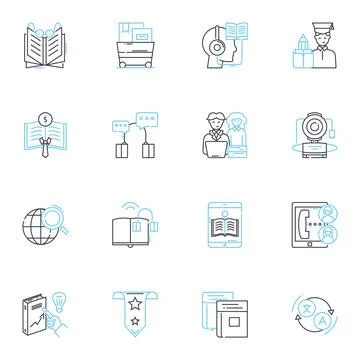 Email production linear icons set. Layout, Design, Copywriting, Personalization Stock Illustration