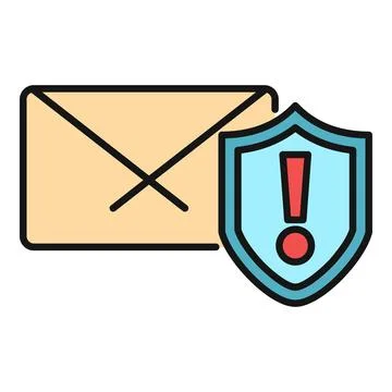 Email protection warning icon showing cyber security alert Illustrazione stock