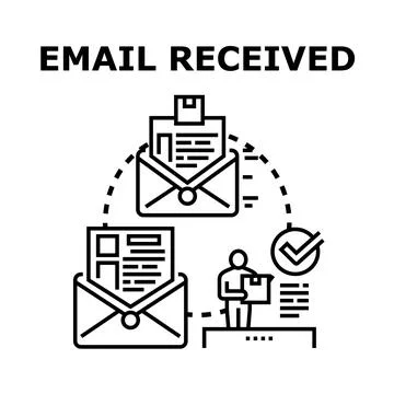 Email received concept, digital message communication delivering 스톡 일러스트