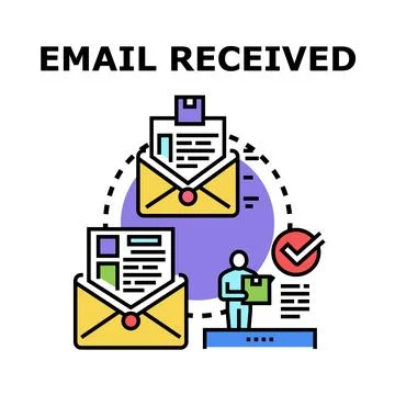 Email received concept, digital message communication delivering Stock Illustration