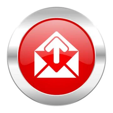 Email red circle chrome web icon isolated. Stock Illustration