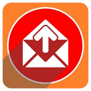 Email red flat icon isolated. Stock Illustration