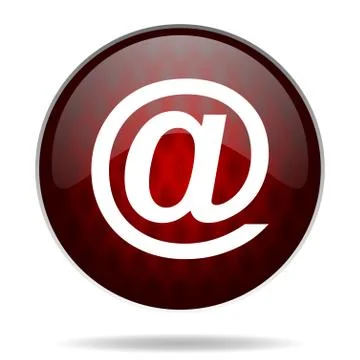 Email red glossy web icon on white background. Stock Illustration