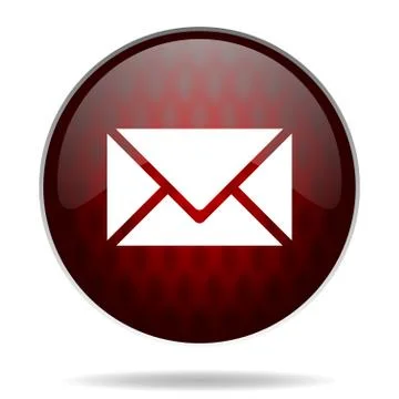 Email red glossy web icon on white background. Stock Illustration