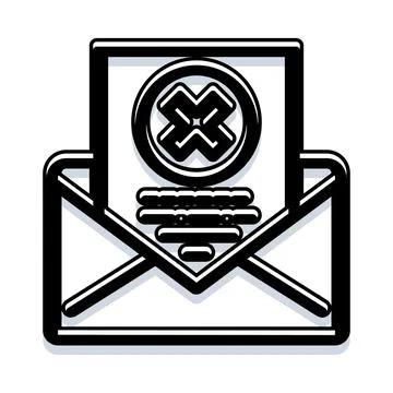 Email rejection letter with cross mark symbol Stockillustratie
