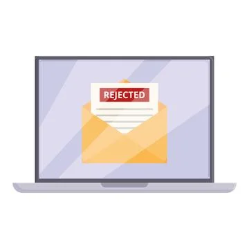 Email rejection notification on laptop screen 스톡 일러스트