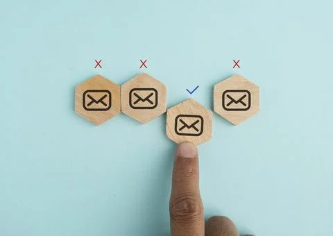 Email safety check, cyber security threat scanning, protection data from sp.. Stock Photos