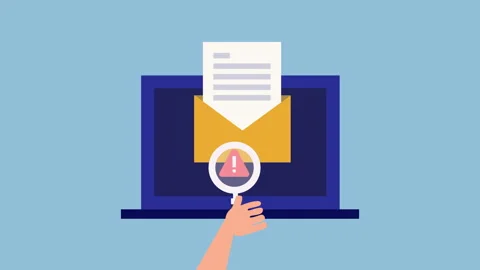 Email scam prevention, Email phishing concept 2d Animation with Alpha Matte Stock Footage 335917141