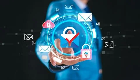 Email secure access concept, cyber security online privacy personal data prot Stock Photos