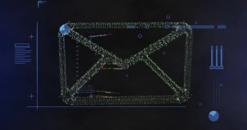 Email security and data encryption animation over computer code background Stock Footage 306637900