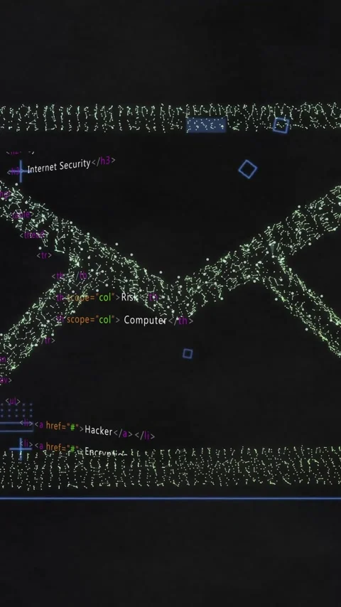 Email security and data encryption animation over computer code background Stock Footage 323340461