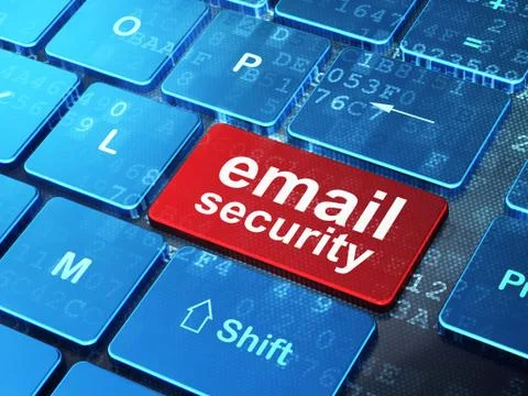 Email Security on computer keyboard background Illustrazione stock