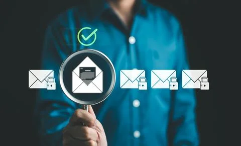 Email security concept. Security protection Email from spam virus and phish.. Stock Photos