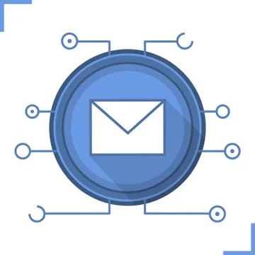 Email security flat design long shadow icon イラスト素材