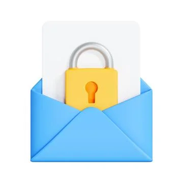 Email Security Icon with Yellow Lock and Blue Envelope Stock Illustration