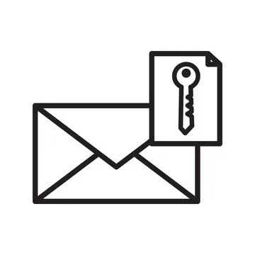 Email security key icon Black line art vector Stock Illustration
