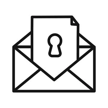 Email security key icon black and white vector sign Stock Illustration