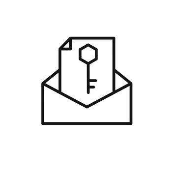 Email security key icon outline collection in black イラスト素材