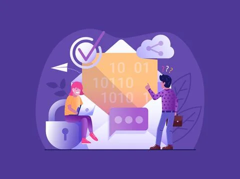 Email Security Mailing Protection Web Illustration Stock Illustration