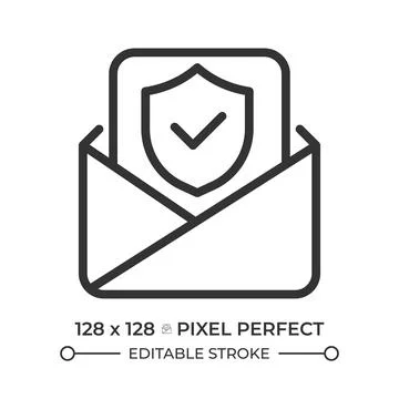 Email security pixel perfect line icon Illustrazione stock