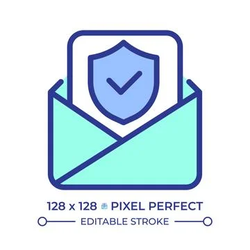 Email security pixel perfect line color icon イラスト素材