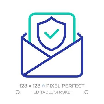 Email security pixel perfect two color line icon Illustrazione stock