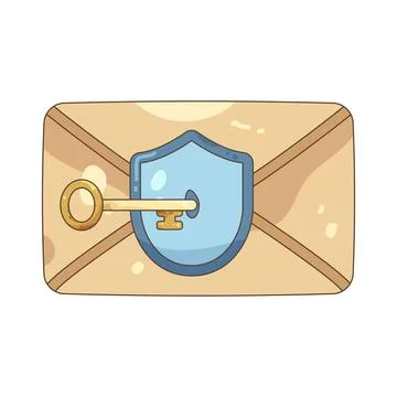 Email security with shield and key Stock Illustration