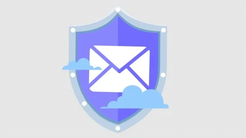 Email security shield in cartoon animation. Secure mail and data cloud icon Stock Footage 304900750