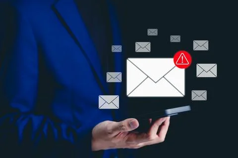 Email security warning notification concept. Stock Photos