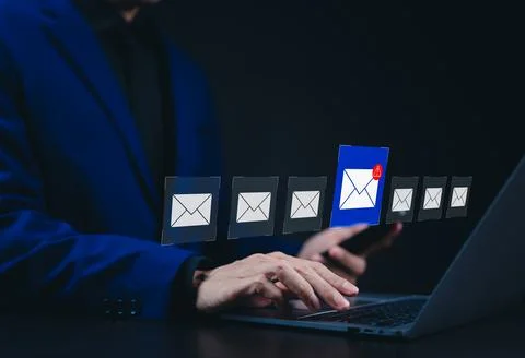 Email security warning notification concept. Stock Photos