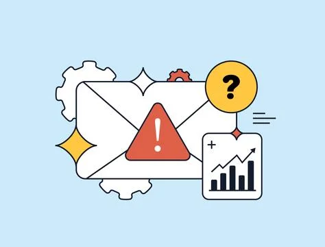 Email security warning with suspicious message icon, phishing email alert and Stock Illustration