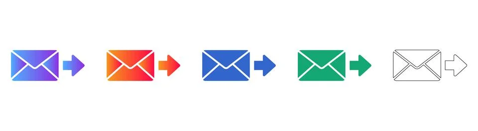 Email Send Icon Set for Digital Messaging Stock Illustration