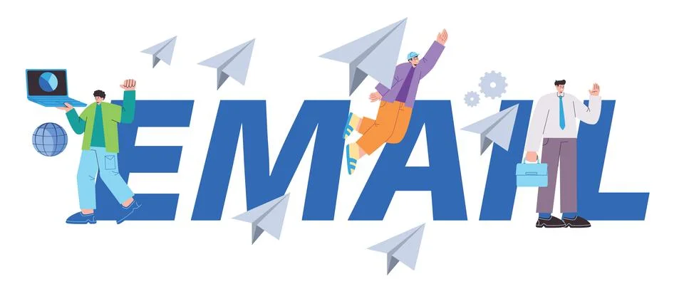 Email send message technology digital information communication man charact.. Stock Illustration